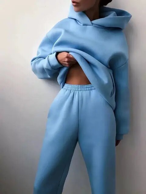 Damen Hoodie Jogginghosen Set Aus Weichem Stoff