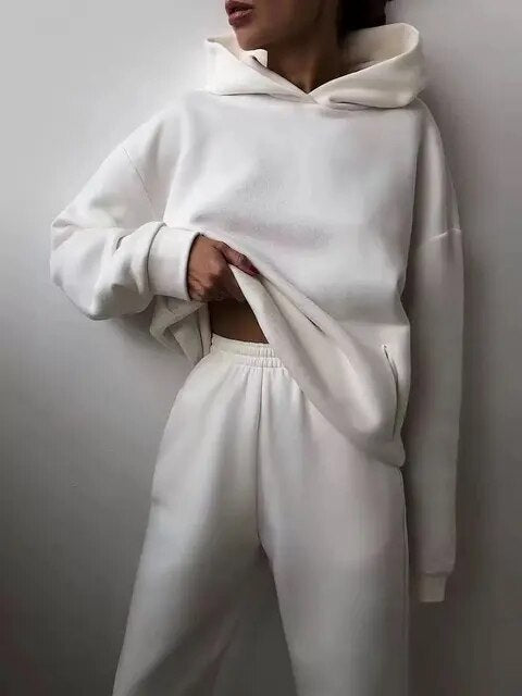 Damen Hoodie Jogginghosen Set Aus Weichem Stoff