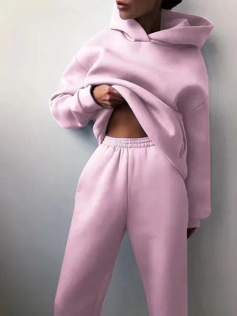 Damen Hoodie Jogginghosen Set Aus Weichem Stoff