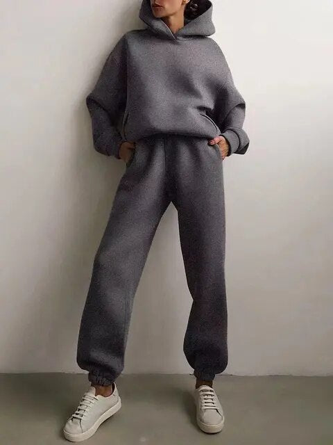 Damen Hoodie Jogginghosen Set Aus Weichem Stoff
