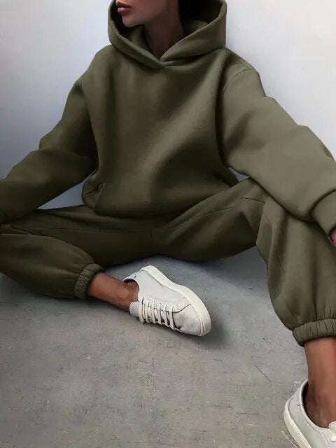 Damen Hoodie Jogginghosen Set Aus Weichem Stoff