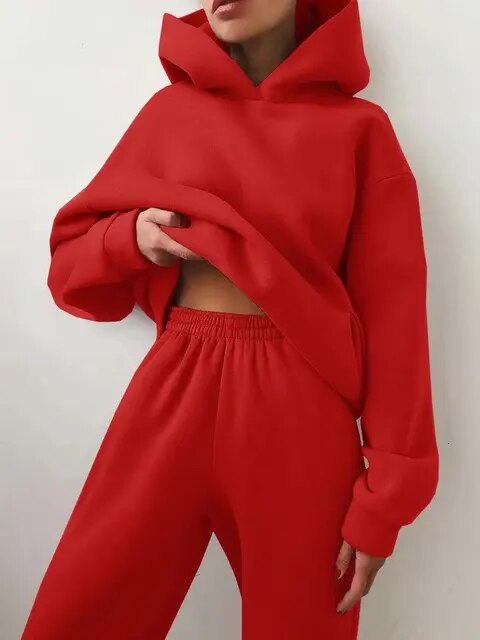 Damen Hoodie Jogginghosen Set Aus Weichem Stoff