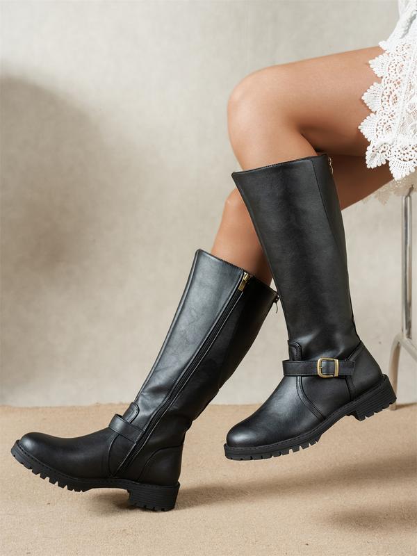 Damen Kniehohe Stiefel Mit Blockabsatz