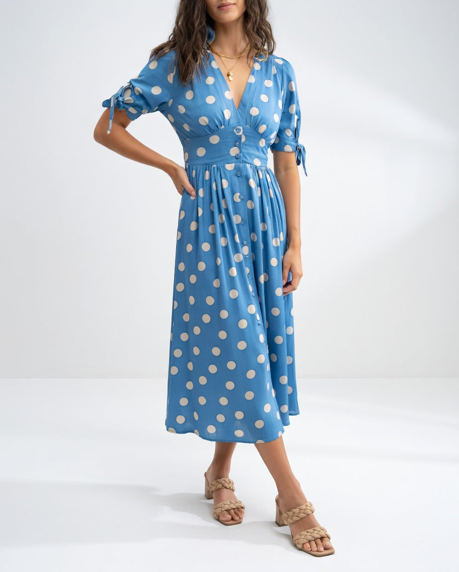 Elegantes Midikleid mit Punkte-Muster