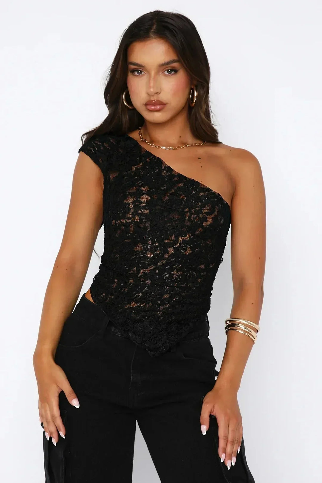 Damen Baila Spitzenbluse aus transparentem Stoff