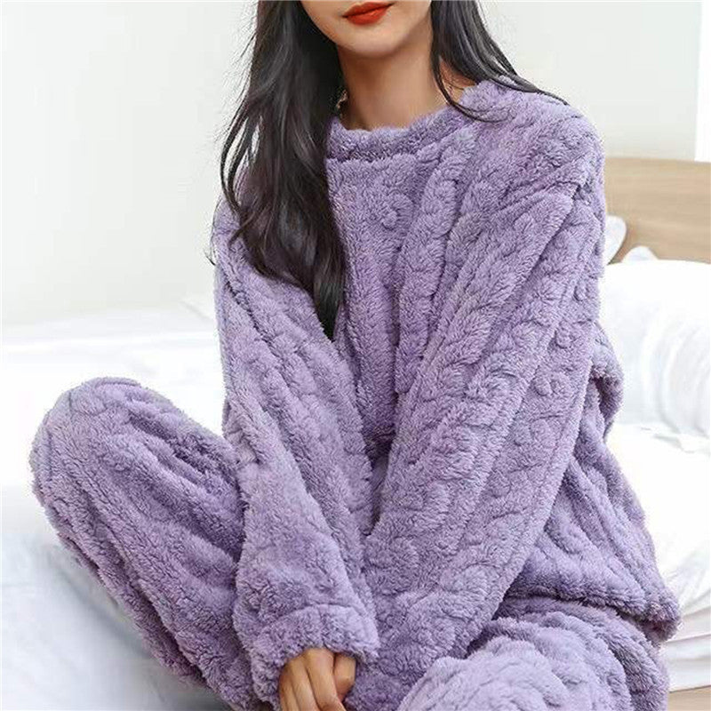 Damen Fleece Pyjama Set Für Gemütliche Abende