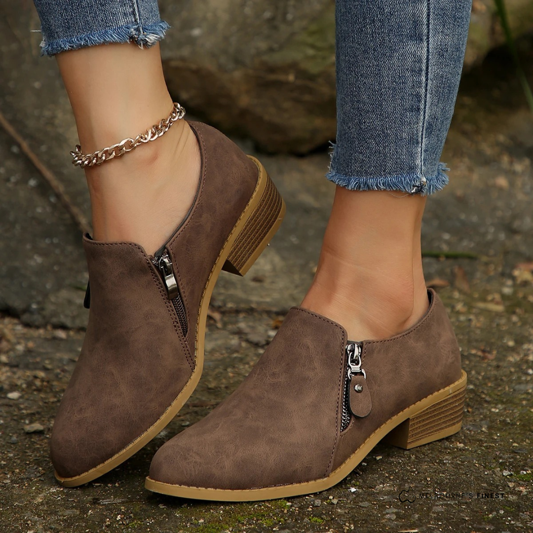 Damen-Stiefeletten mit Seitenreißverschluss von hinten