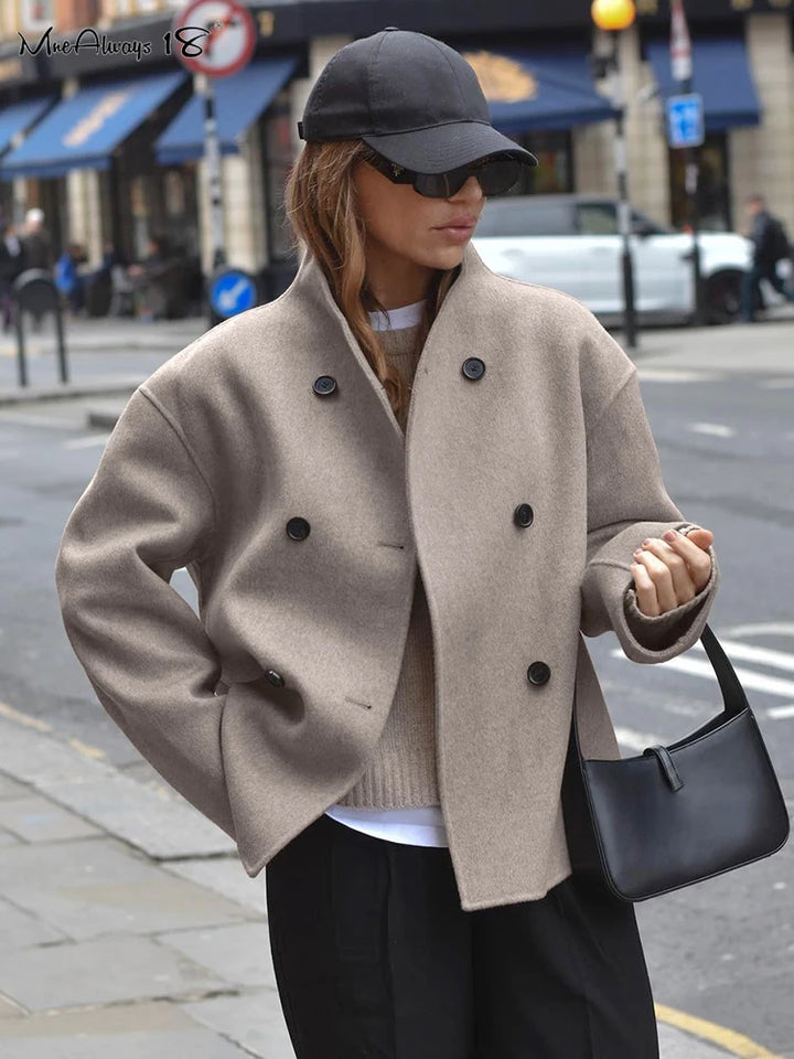 Klara® | Zweireihiger Peacoat mit Hohem Kragen