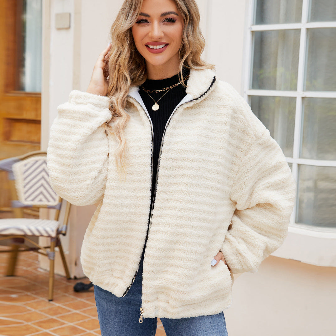 Damen-Fleecejacke aus Baumwolle mit praktischem Reißverschluss