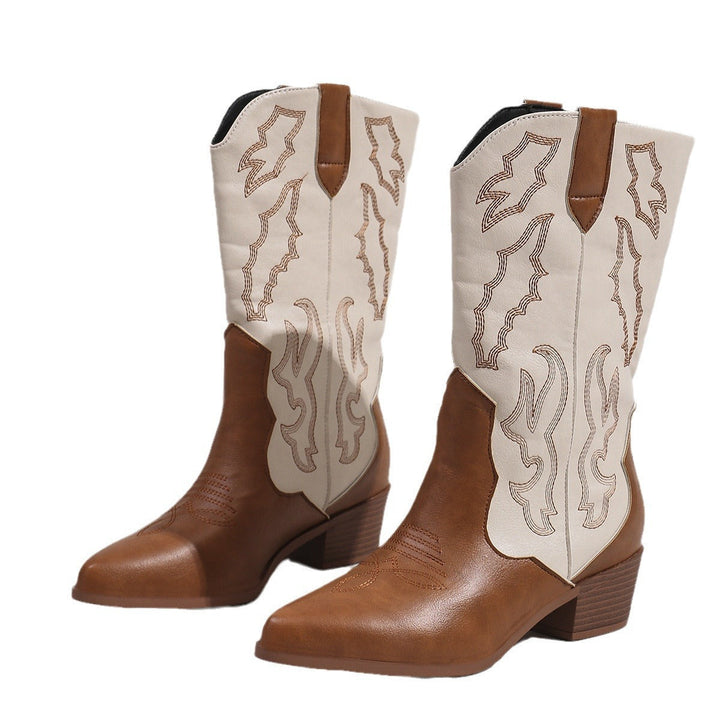 Damenstiefel mit mittelhohem Schaft und stabilem Blockabsatz