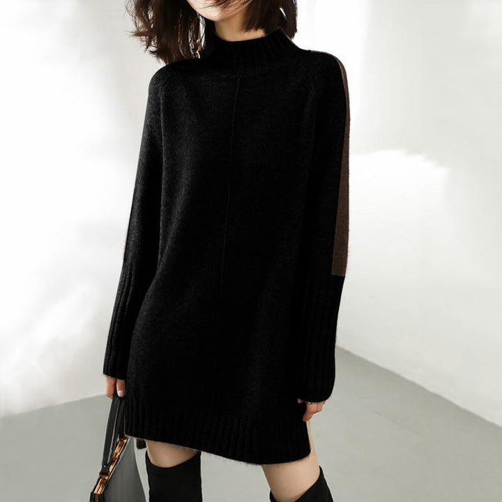 Damen Strickkleid Mit Rollkragen Und Langen Ärmeln