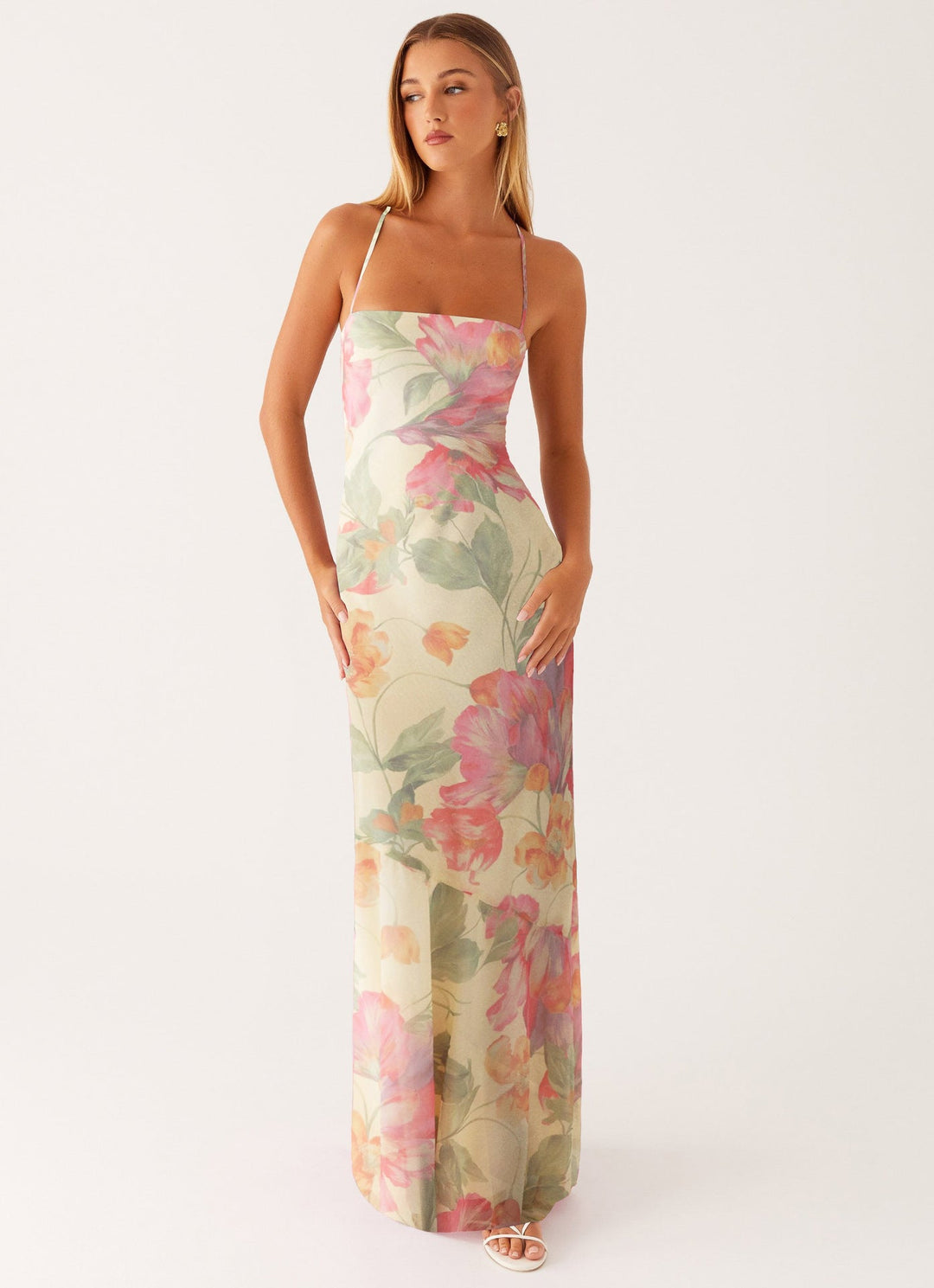 Damen Blumen Maxikleid Sommer Ärmelloses Strandkleid