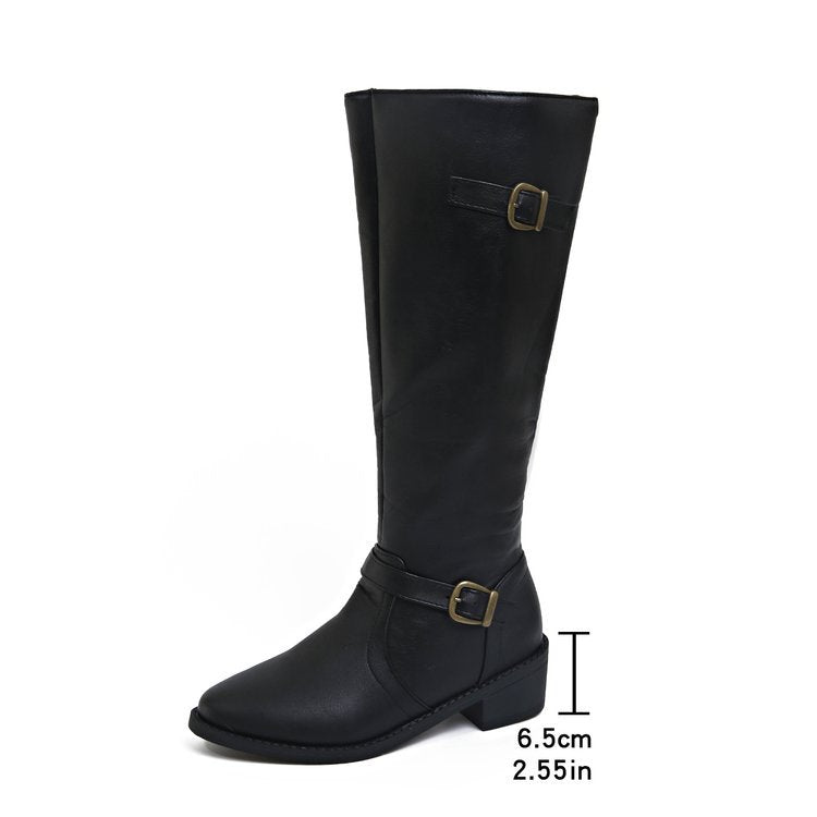 Damenstiefel in kniehoher Form mit markantem Blockabsatz