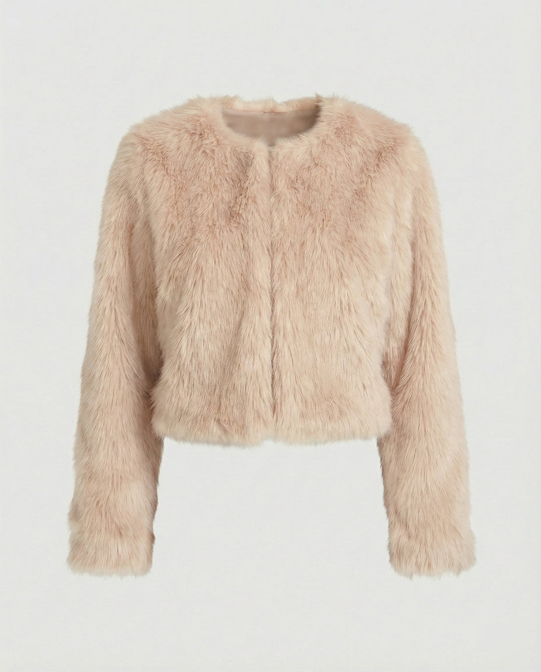 Damen Kurzjacke Aus Flauschigem Stoff