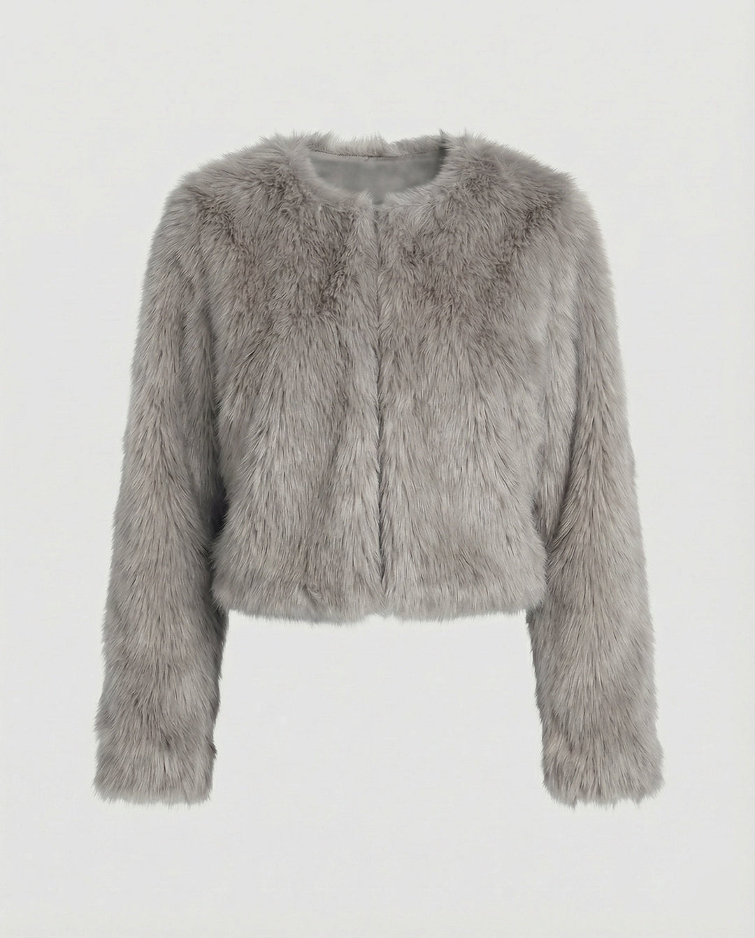 Damen Kurzjacke Aus Flauschigem Stoff