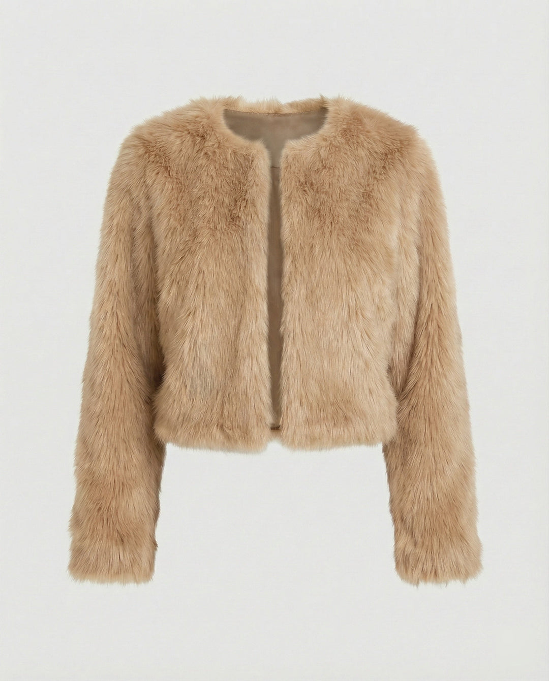 Damen Kurzjacke Aus Flauschigem Stoff