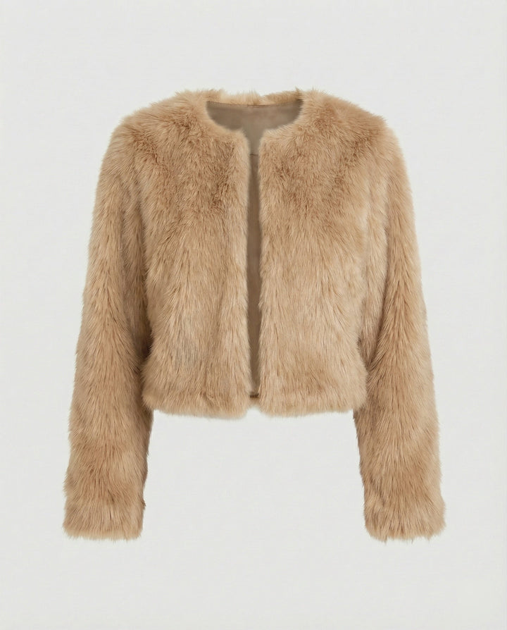 Damen Kurzjacke Aus Flauschigem Stoff