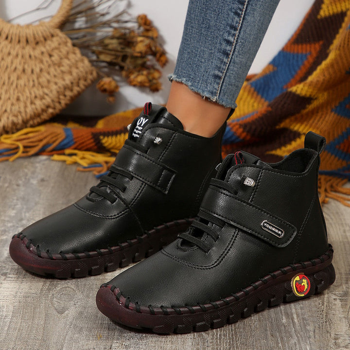 Women's Ankle Boots With Velcro Fastening And Non-Slip Rubber Sole