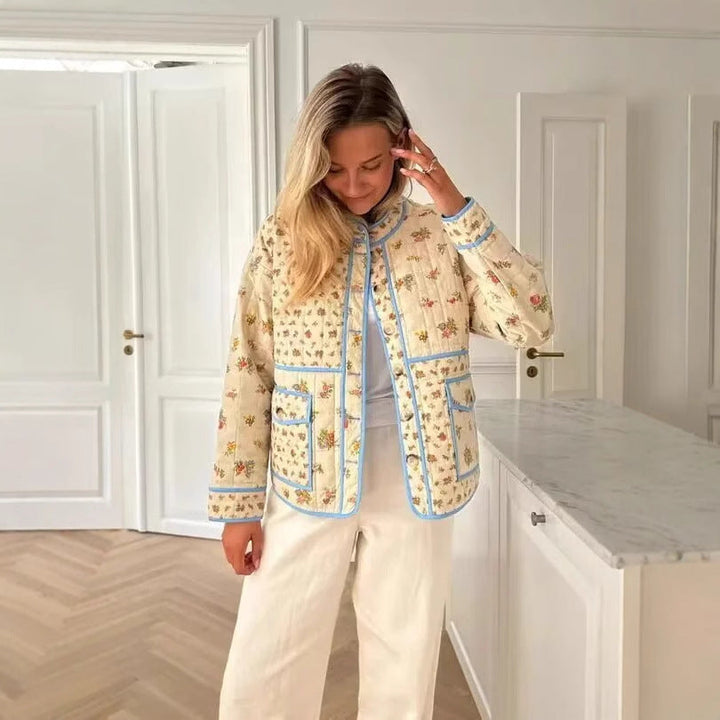 Damen-Steppjacke mit dekorativer Blumenstickerei und modernem Schnitt