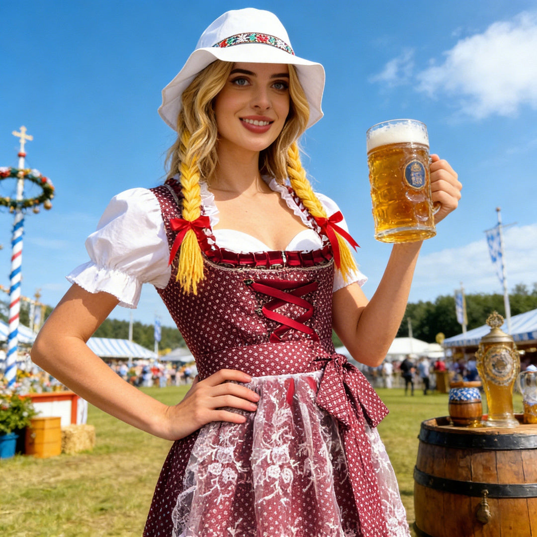 Traditionelles Damen-Dirndl mit detailreicher Schnürung am Mieder