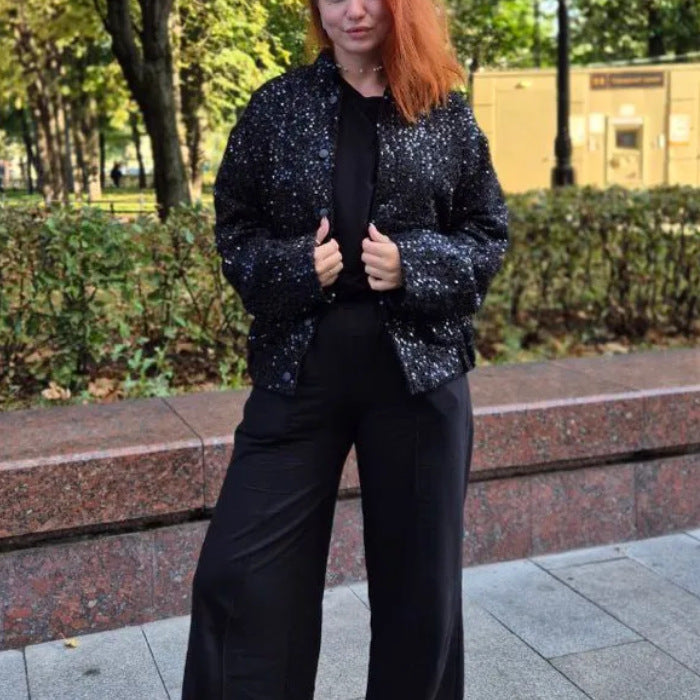 Damen-Paillettenjacke von vorn für festliche Outfits