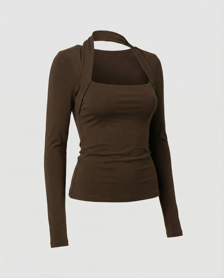 Schwarzes Damen-Langarmshirt als elegantes Outfit für Büro und Freizeit