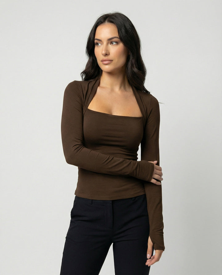 Women's Long-Sleeved Shirt Slim Fit Black