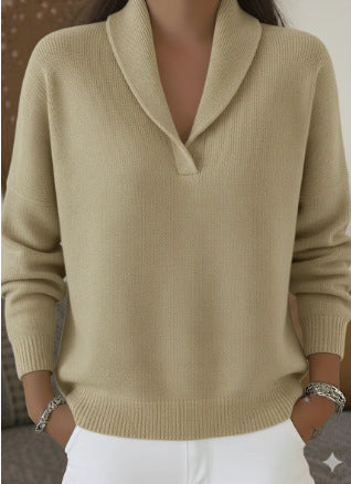 Damenpullover mit Kragen und V-Ausschnitt für den Alltag