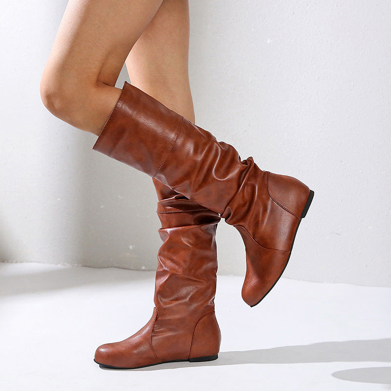 Knielange Stiefel für Damen mit niedrigem Blockabsatz
