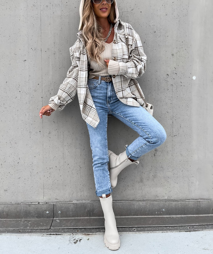 Claudette® | Street Style Chic karierte Jacke mit Kapuze