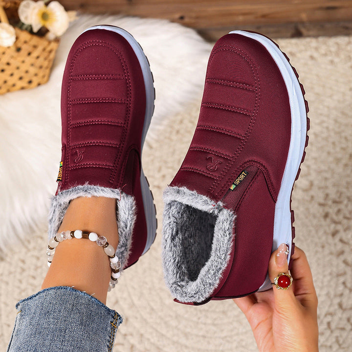 Damen Winter Sneaker Slip On Mit Warmem Futter