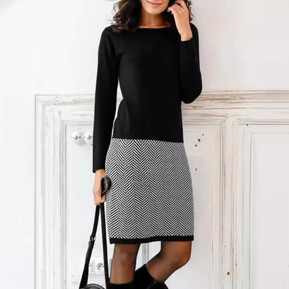 Nahaufnahme des Strickmaterials und Chevron-Musters