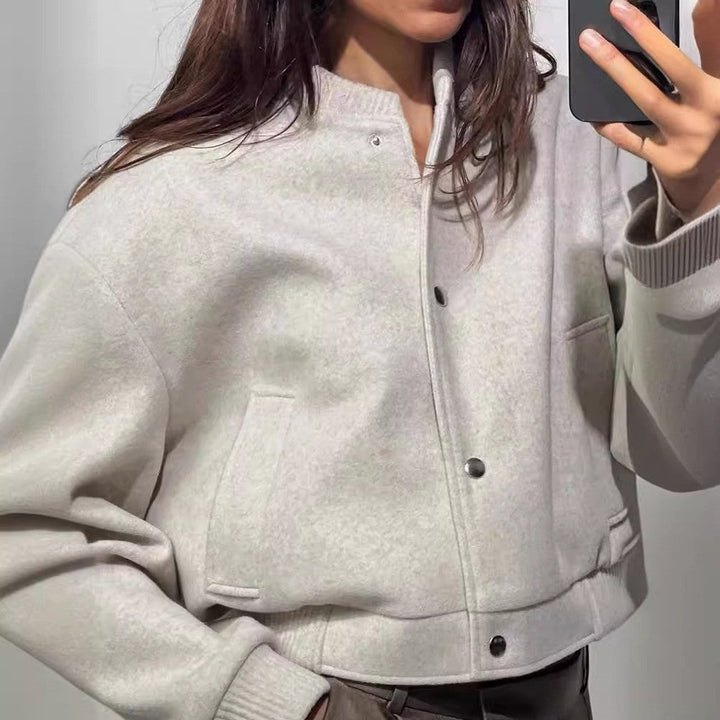 Women's Cropped Jacket With Stand-Up Collar