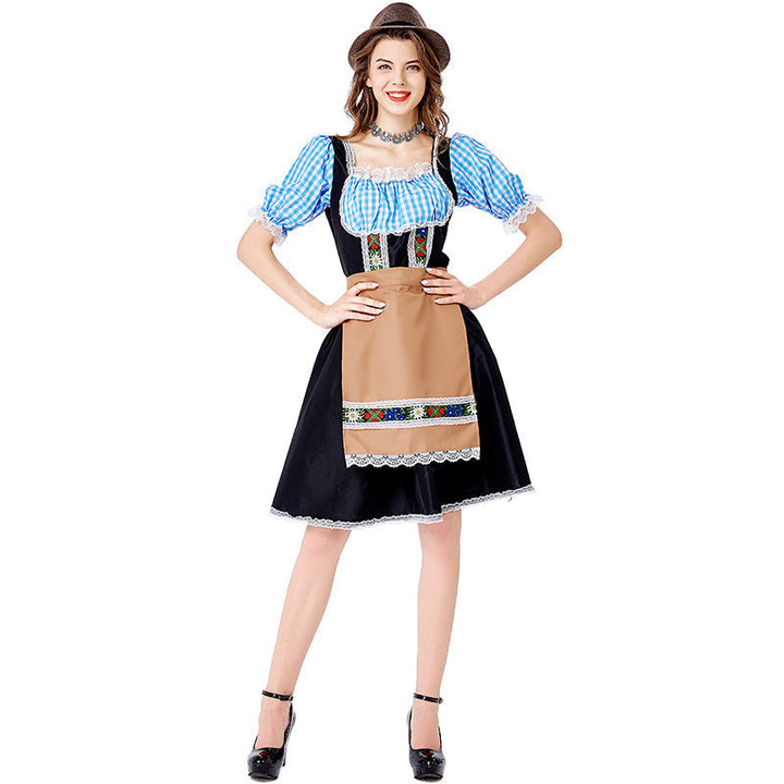 Dirndl-Kostüm für Damen mit geschnürtem Mieder und Carmenbluse