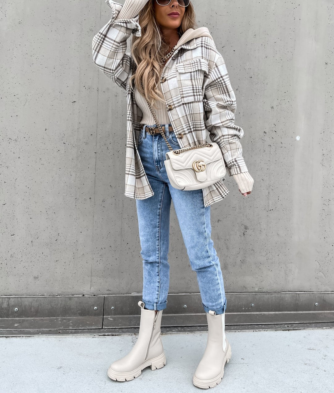 Claudette® | Street Style Chic karierte Jacke mit Kapuze