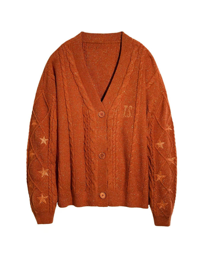 Damen-Strickjacke mit dekorativer Sternstickerei
