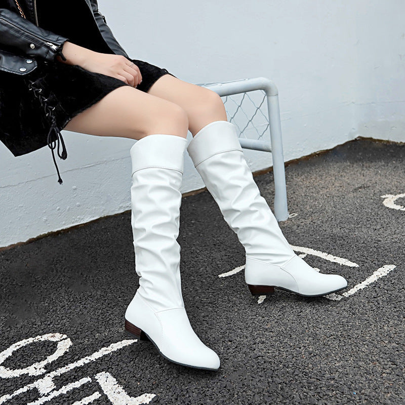 Knielange Damen-Slouch-Stiefel mit weichem Schaft und Blockabsatz
