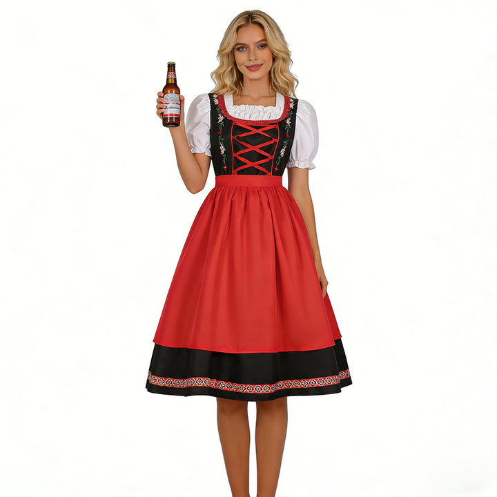 Damen-Dirndlkleid mit besticktem Mieder und Puffärmeln