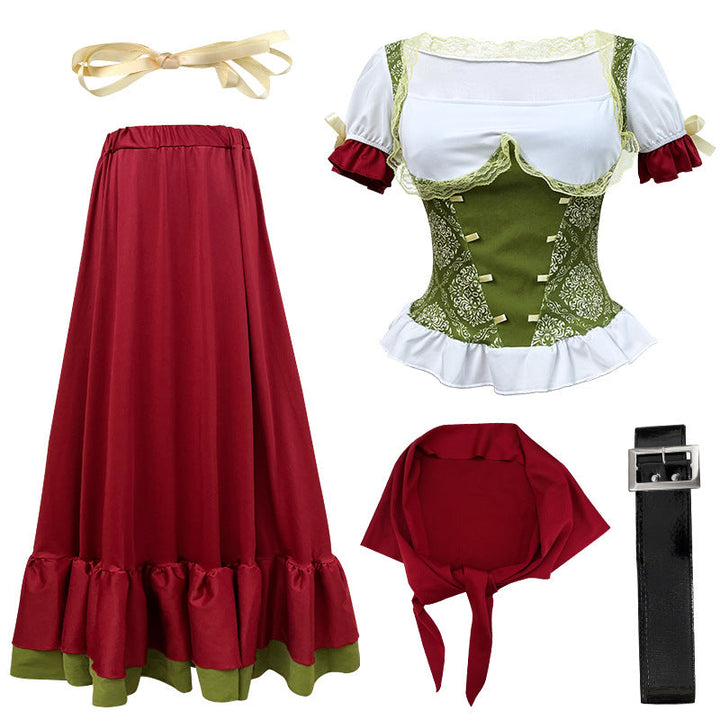 Seitenansicht des Dirndls mit mehrstufigem Rock