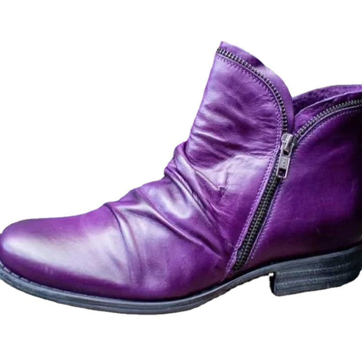 Vintage-Absatz an eleganten Damen-Lederstiefeletten