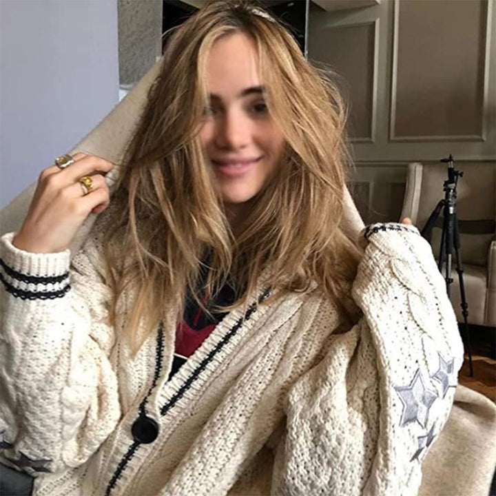 Oversized Strickjacke für Damen mit tiefem V-Ausschnitt