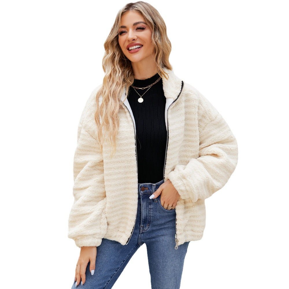 Fleecejacke für Damen mit schlichtem Design und Reißverschluss