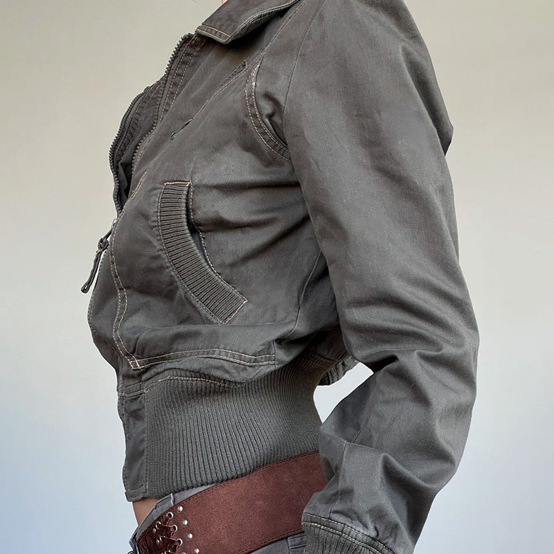 Cropped Damenjacke mit seitlichen Taschen und moderner Passform