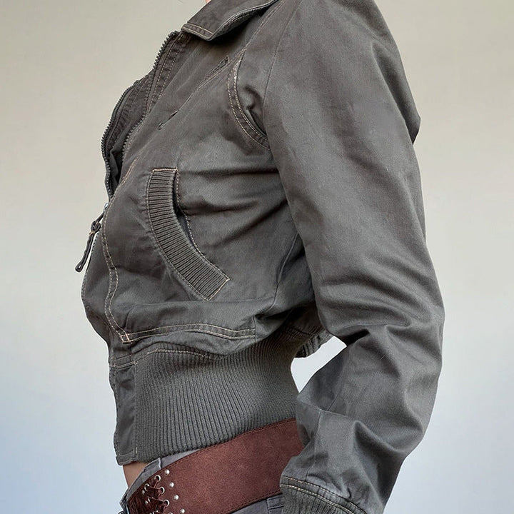 Cropped Damenjacke mit seitlichen Taschen und moderner Passform