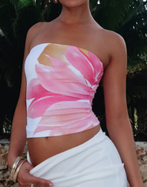 Damen trägerloses Bandeau-Sommer-Crop-Top