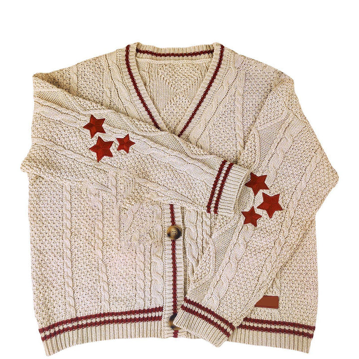Women's Oversized Cable Knit V-Neck Cardigan
