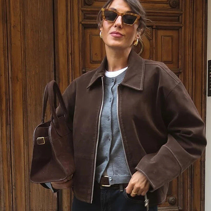 Damen-Wildlederjacke im klassischen Schnitt