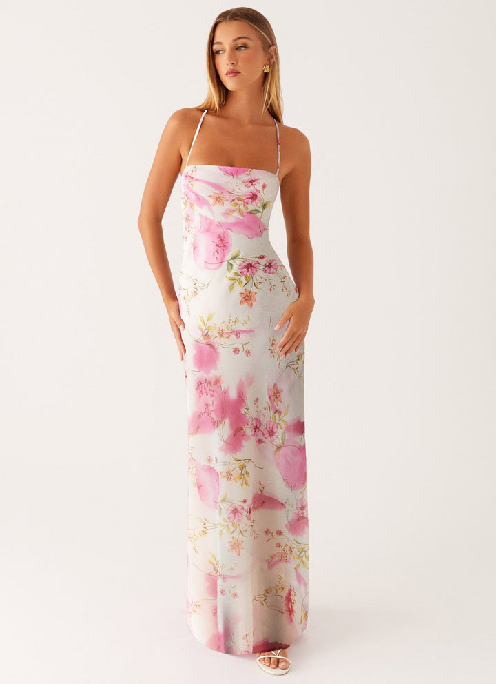 Damen Blumen Maxikleid Sommer Ärmelloses Strandkleid