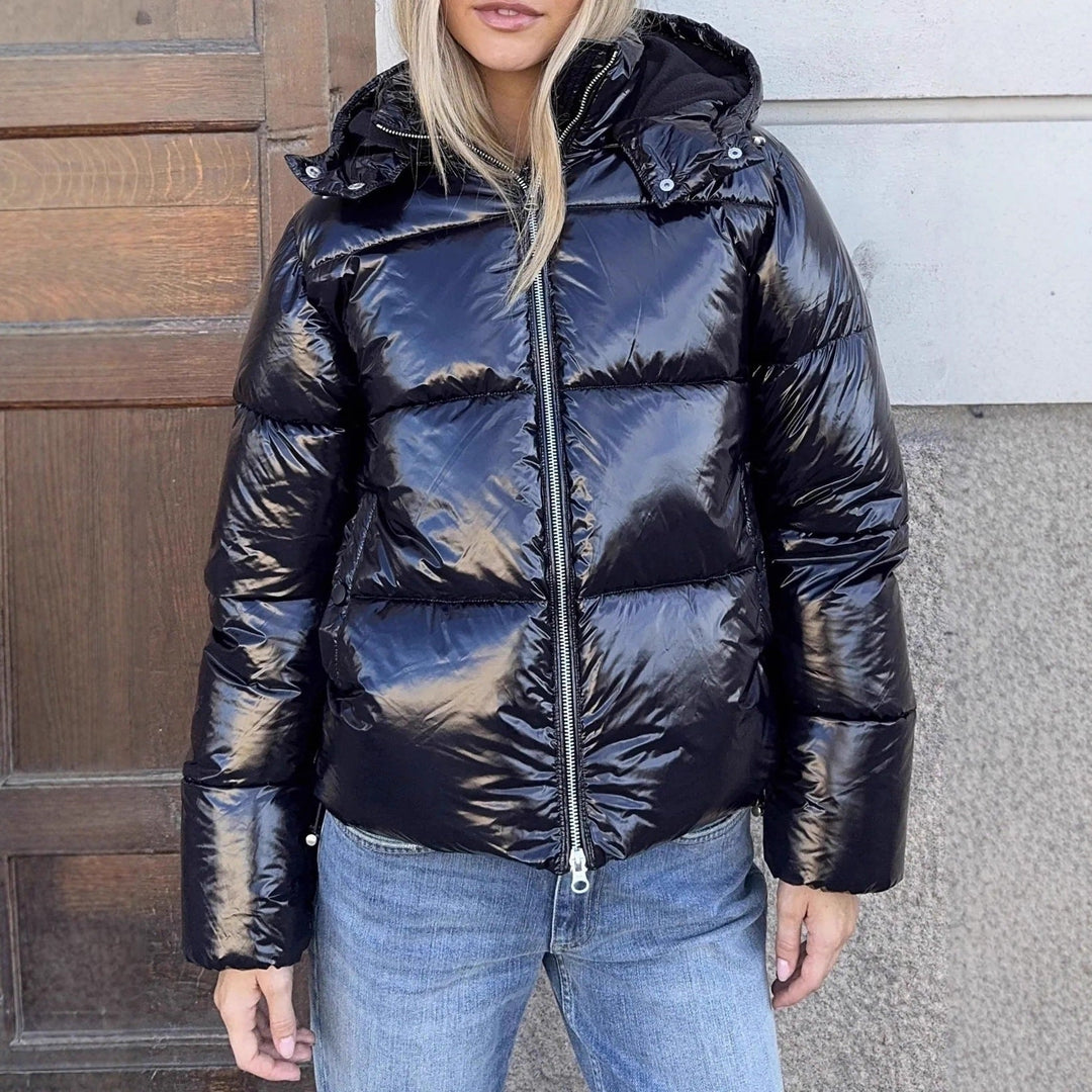 Warme Damen-Daunenjacke mit Kapuze für kalte Tage