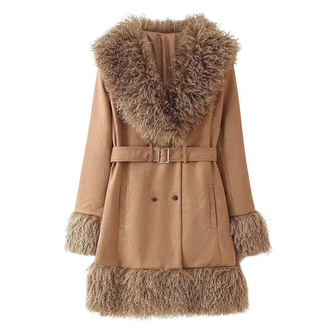 Kuschelige Damenjacke aus Teddyplüsch mit voluminösem Kragen
